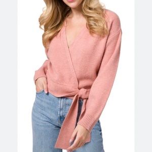 WAYF Davey Wrap Cardigan In Mauve